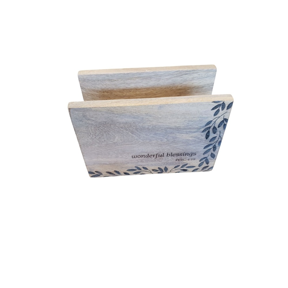 Mary & Martha Wonderful Blessings Wood Napkin Holder Phil 4:19 Farmhouse Decor - Picture 2 of 4